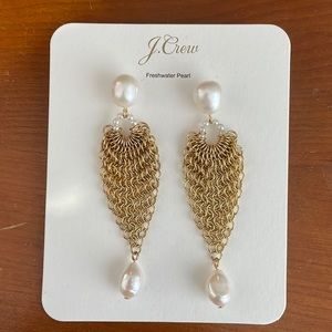 JCrew Pearl and Metal Dangling Earrings